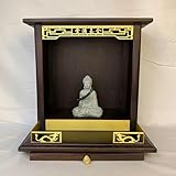Soporte para estatua de Buda de pared, mesa de altar de oración para santuario, armario de pared de madera para el hogar, nicho budista, estante para el dios de la riqueza Agoda(Black Walnut,Small)