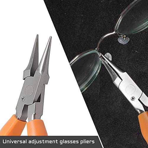 LEONTOOL 6" Chain Nose Stainless Steel Pliers - Eyeglasses Repair & Adjustment Tools with Screwdriver and Glasses Cloth - Image 4