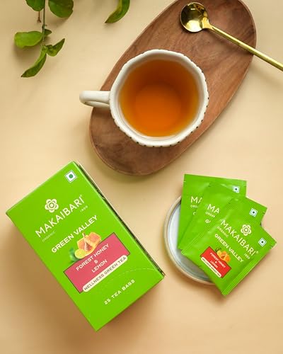 Image of Makaibari Apoorva Green Valley Forest Honey and Lemon Darjeeling Green 25 Tea Bags | Comforting & Refreshing Flavour | Rich in Anti-oxidants | Low-Caffeine | Made With Finest Ingredients