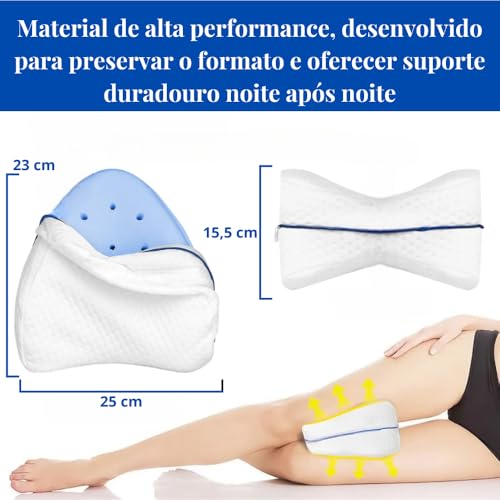 Travesseiro Ortopédico Leg Pillow Premium com Espuma de Memória - Almofada de Suporte Lavável, Confo