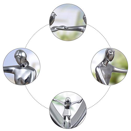 Olpchee Resin Family Figurines Art Abstract Family Sculpture of Three Romantic Statues Sculptures Home Decor for Wedding Gift Silver (Girl) - Thumbnail 4