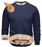 TACVASEN Fleece Crewneck Sweatshirt for Men Heavyweight Winter Fleece Sweat Shirts Mens Thick Warm Pullover Sweatshirts Navy