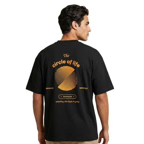 Image of NOBERO Men's Cotton Graphic Print Oversized Fit T-Shirt
