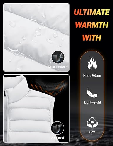 Cotrasen Men's Puffer Lightweight Vest Packable Outerwear Vest Warm Winter Outdoor Sleeveless Jacket for Travel Running2