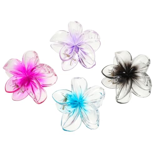 VALICLUD Lot De 4 Pinces À Cheveux Fleur Plumeria HawaïEnne ColoréEs Pour Femmes - Accessoires AntidéRapants Pour Cheveux ÉPais Et Fins - Tenue Solide Pour Plage Et Vacances