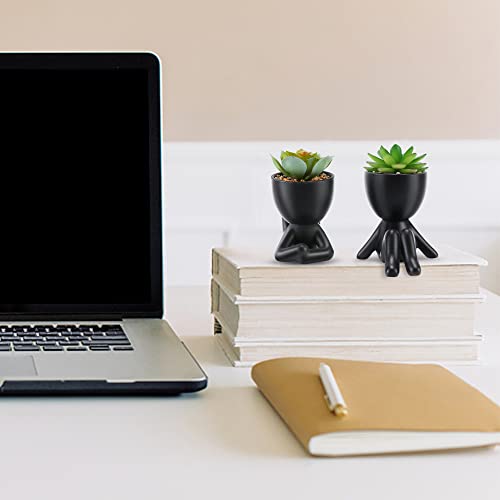 Fake-Succulent-Mini-Succulents-Plants-Artificial-in-Black-Modern-Human-Shaped-Ceramic-Pots-Desk-Decor-Desk-Plant-for-Office-Decor-for-Women-Cute-Fake-Plants-Bathroom-Decor-2PCS