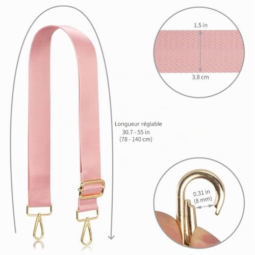 Allzedream Large sangle réglable de rechange pour sac à bandoulière ou sac à l’épaule, rose, Medium, Moderne – vue 5