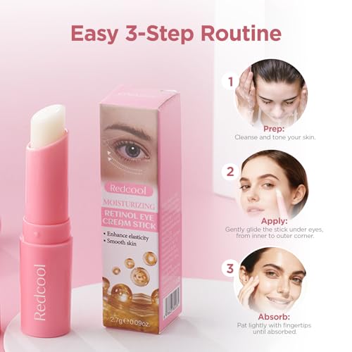Retinol Eye Balm Stick - Under Eye Cream for Dark Circles & Puffiness with Caffeine, Collagen & Hyaluronic Acid, Eye Cream Anti Aging, Reduces Fine Lines, Wrinkles & Bags, Hydrating Retinol Eye Cream — view 6