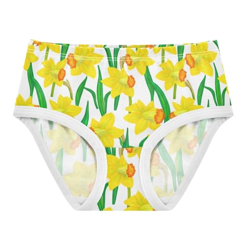 Yellow Daffodil Flowers Green Leaves Girls Underwear Toddlers 2t Cotton Girl Panties Cute Artistic Underpants Briefs