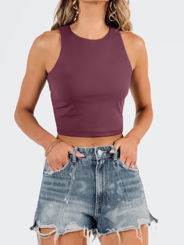 Image of EFAN Womens Sexy Sleeveless Double Lined Crop Tops Workout Cute Tight Racerback Tank Tops Summer Clothes Teen Girls 2025