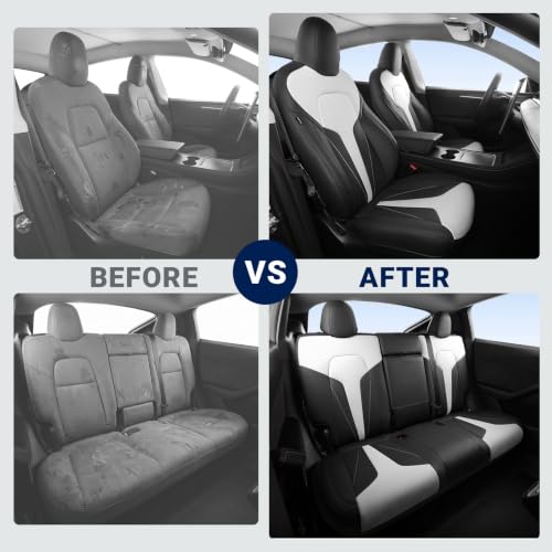 Image of Custom for Tesla Model Y Seat Covers 2020-2024 Black White