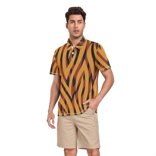 Polo zèbres oranges pour homme en tissu respirant à séchage rapide du S au XL