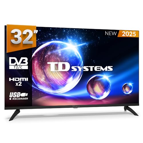 TD Systems - Televisor 32 Pulgadas no Smart TV, televisión TDT 2025, televisores con 3 años de garantía, PRIME32M20H, 2X HDMI, USB Reproductor y Grabador
