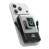 6 in 1 Magnetic Portable Charger for iPhone with Built-in Cables, 10800mAh 25W PD Fast Charging Power Bank, 6 Outputs LCD Display Travel Essential Battery Pack for iPhone 17/16/15/14/13/12,Apple Watch