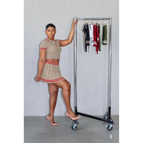 Yeshire Womens Athletic Skirt Sets 2 Piece Outfits Short Sleeve Button Down Tops+Pleated Flared Tennis Mini Skirt Set3