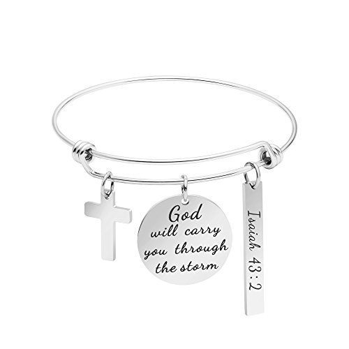 Inspirational Christian Bracelets for Women Bible Verse Jewelry Gift God Will Carry You Through the Storm