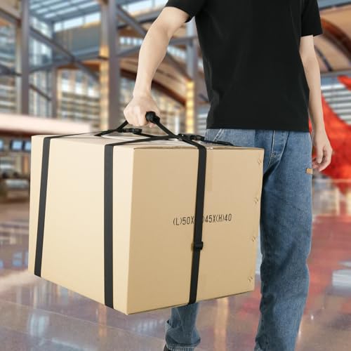 Image of Moving Bags Carrying Strap with Handle, Heavy Duty Moving Boxes Lashing Strap Holder, Adjustable Belt Cross Style Carry Straps for Safely Moving and Lifting Heavy Boxes, Storage Totes, Groceries
