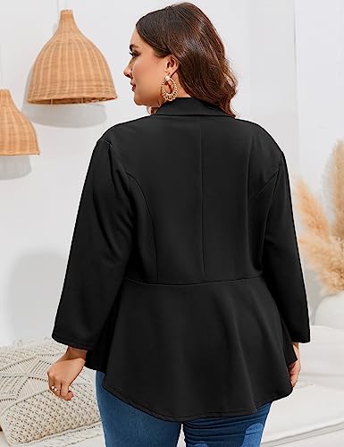 ShopWonder Women's Plus Size Casual Blazers Open Front Work Office Jackets Blazer with Pockets4