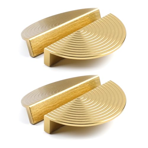 BaiNong Gold Drawer pulls Brushed Brass Cabinet pulls Modern Gold Cabinet Handles Drawer Handles for Dresser Bathroom (4Pack-Lengths:4inch Semicircle)