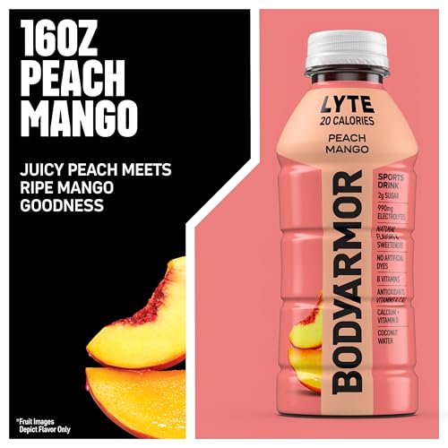 BODYARMOR LYTE Sports Drink, Peach Mango Electrolyte Drink, 16 Oz (6 Pk)