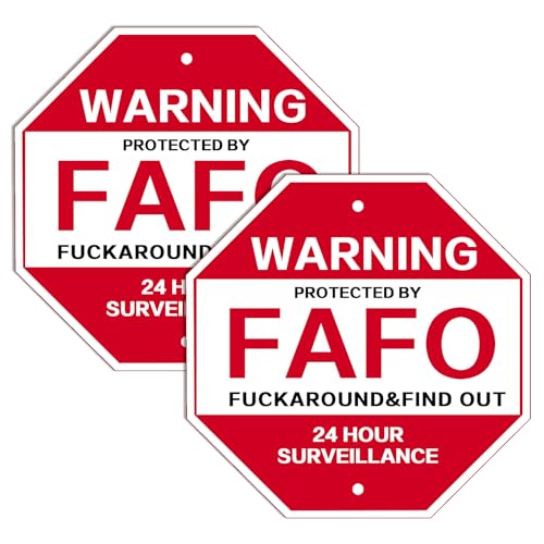 2PCS Fafo Security Sign Outdoor Metal Warning Signs Garden Security Markers with Deterrent Effect 10-Inch