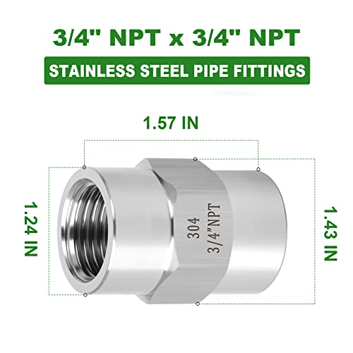 TAISHER 2PCS Forging of 304 Stainless Steel Pipe Fitting, Coupling, 3/4-Inch Female Pipe x 3/4-Inch Female Pipe by TAISHER - Used condition - Image 2