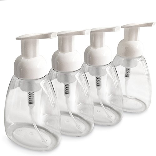 Foaming Soap Dispenser Refillable Foam Hand Pump Empty Bottles Container for Castile Liquid Soap BPA Free Plastic (10 oz) - 4 Pack