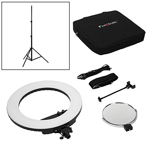 Fotodiox Selfie Starlite Vlog Light w/Stand - 18in Bi-Color Dimmable LED Ring Light with 5.5ft Light Stand for Portrait, Photography, Makeup, YouTube, Live Streaming Video and More