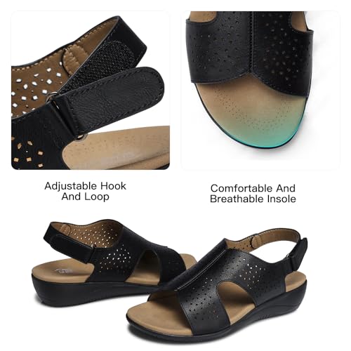 SHIBEVER Women's Flat Sandals Comfortable Dressy Arch Support Orthopedic Open Toe Summer Walking Women Sandals2