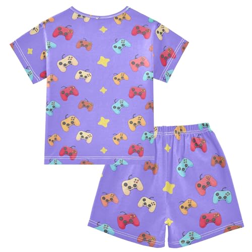 Cartoon Controller Star Purple Pajama Set Short Sleeve PJS 2 Piece Summer Pajamas Shorts Sets Cotton 5Y2