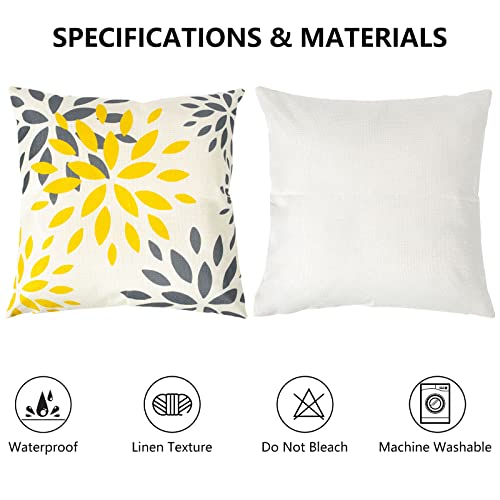 Kunoli Yellow Cushion Covers Set of 4, Outdoor Sofa Cushions Covers 18x18 inch - Image 4