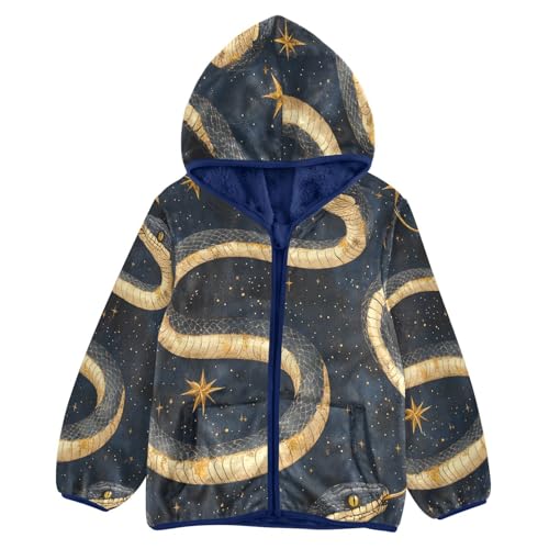 Snakes and Stars Toddler Fleece Jacket Girl Boys Hooded Fleece Jacket Coat Warm Outwear Zip-up 3-10T