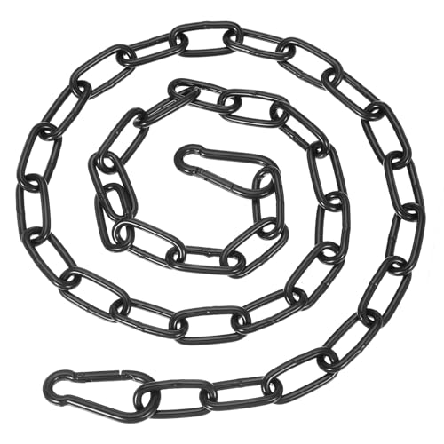 PATIKIL 5/32 x 40 Fitness Chain, Porch Hanging Swing Chair Chain Heavy Duty Fitness Extension Hammock Hardware Kit Gate Link Chain Lock for Punching Bag Outdoor Fence, Black
