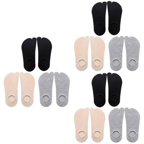 SHERCHPRY 3sets Toe Separating Cotton Socks Two Toes Socks for Women Low Cut 3pairs*3