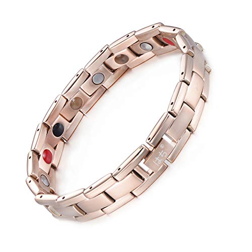 Bracelet Magnétique HAQI en Titane Rose - Cadeau Bien-être Prêt à Offrir