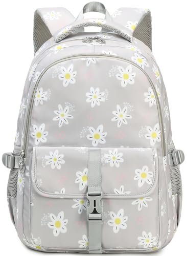 Joyfulife Daisy Print Backpack for Girls Backpack Elementary Primary Middle High School Bag Teen Girls Bookbag Travel Daypack