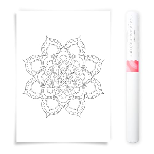 Poster Mandala à Colorier 50x70 cm AnnaGrundulsDesign Motif Floral n°567