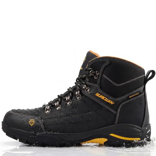Image of SUREWAY Men's Waterproof Steel /Soft Toe 6 inch Work Boot, Slip Resistant Leather Ankle Safety Boot for Construction,Roofing & Hunting,Comfort & Durability