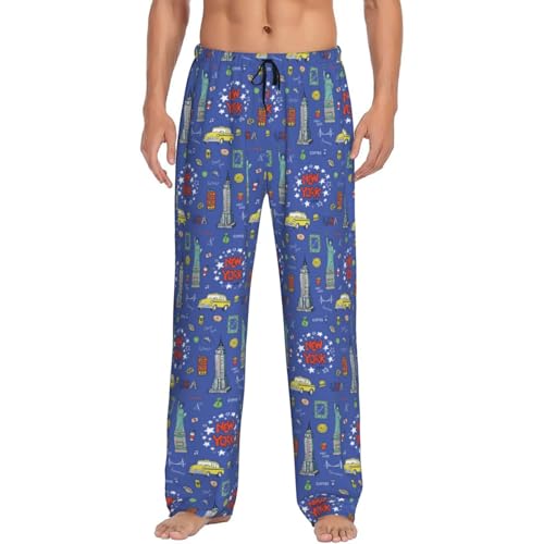 New-York City Print Men'S Pajama Pants Soft Sleep Lounge Pants With Pockets-