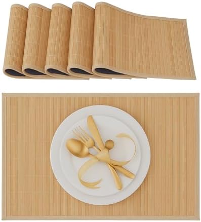 Relaxdays Set de table chemin de table en bambou lot de 6 table à...