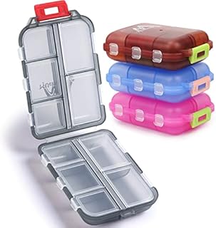 4 Pack Pill Case Portable Small Weekly Travel Pill Organizer Portable Pocket Pill Box Dispenser for Purse Vitamin Fish Oil Compartments Container Medicine Box by M MUCHENGBAO