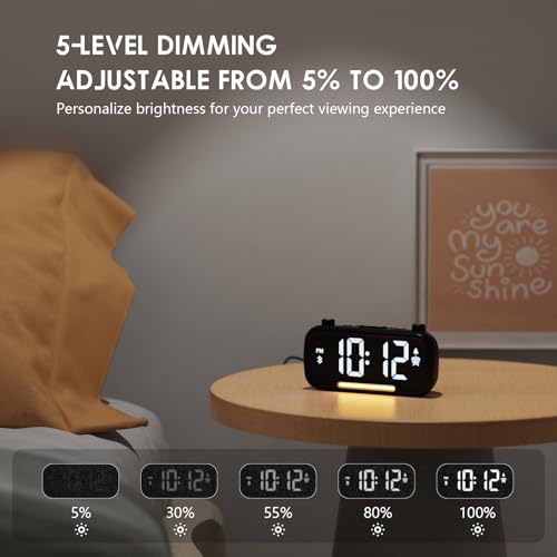 ROCAM Alarm Clock Radio with FM Radio, Sleep Timer, Auto Scan 20 Presets & Easy-Tune Knob, Wake to Radio/Beep, Bluetooth 5.0 Speaker Modern Design for Bedroom & Office - Image 5