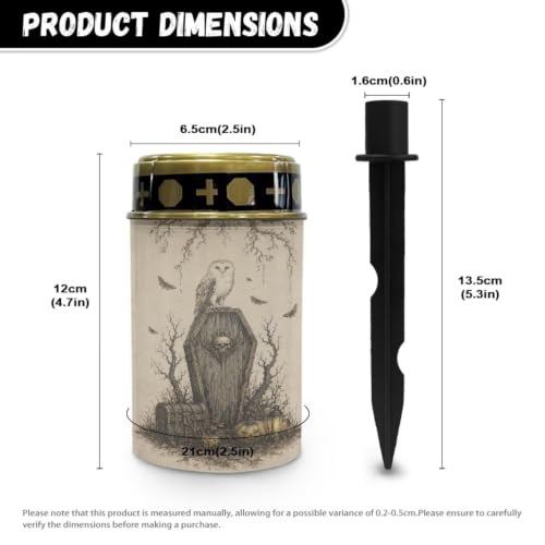 Image of 2 Pack Halloween Owl LED Flameless Candle | Outdoor Waterproof Solar Powered Grave Lights, LED Flameless Candle for Prayer Grave Solar Lights for Cemetery