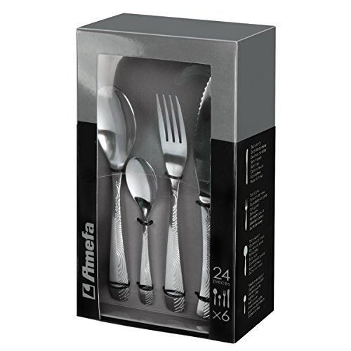 Ménagère Amefa de 24 couverts pour 6 personnes de la collection Empreinte en inox