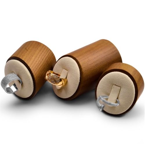 Support bague anti rayure en bois et microfibre pour protéger bijoux - 4