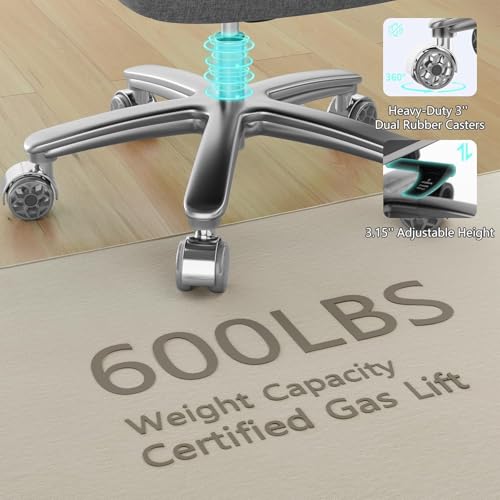 Image of Big and Tall Office Chair, 600lbs Heavy Duty Desk Chair with 5D Arms, Adjustable Lumbar Support & Height, Tilt Function, Fabric High Back Ergonomic Executive Computer Chair with 3'' Casters