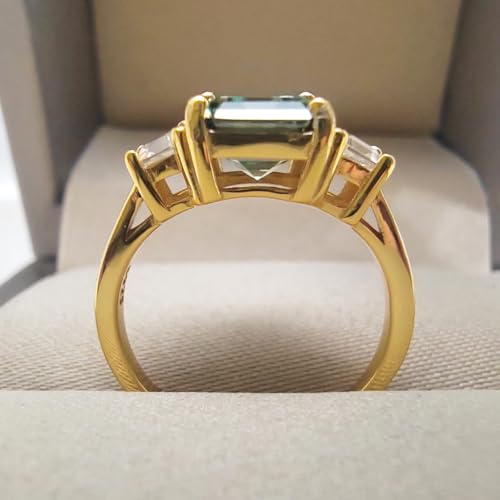 2.0 Carat 7MM Green Moissanite Ring for Women Gift Square Cut Lab Created Diamond Eternal Jewelry 18K Gold Plated 925 Silver Not Fading4