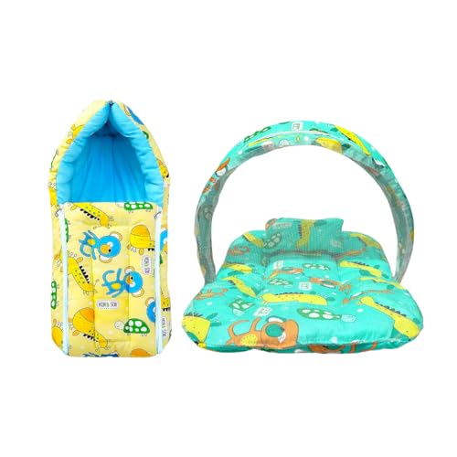 Image of MOM & SON Baby Bedding Set Mattress with Net & Baby Sleeping Bag (0-3 Months)