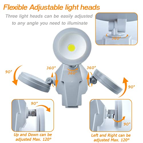 Glw Motion Sensor Light 2000Lm 6000K 3 Head Led Security Lights Motion Outdoor Lights With 3-Plug Flood Light For Garage, Yard, Porch （2 Pack） #TOP2
