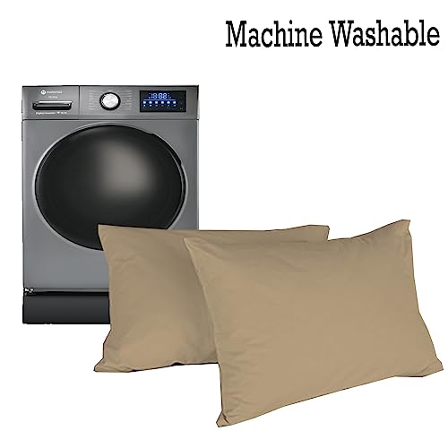 Image of Microfiber Pillow Set of 2 for Sleeping - 20x30 Inches, Taupe
